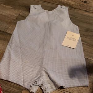 NWT  light blue Gingham Baby Romper 3t c3